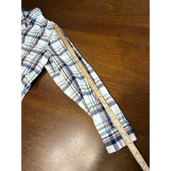 Madewell Women Small Long Sleeve 3/4 Button Up Plaid Flannel Shirt Pockets Fall - Picture 7 of 10